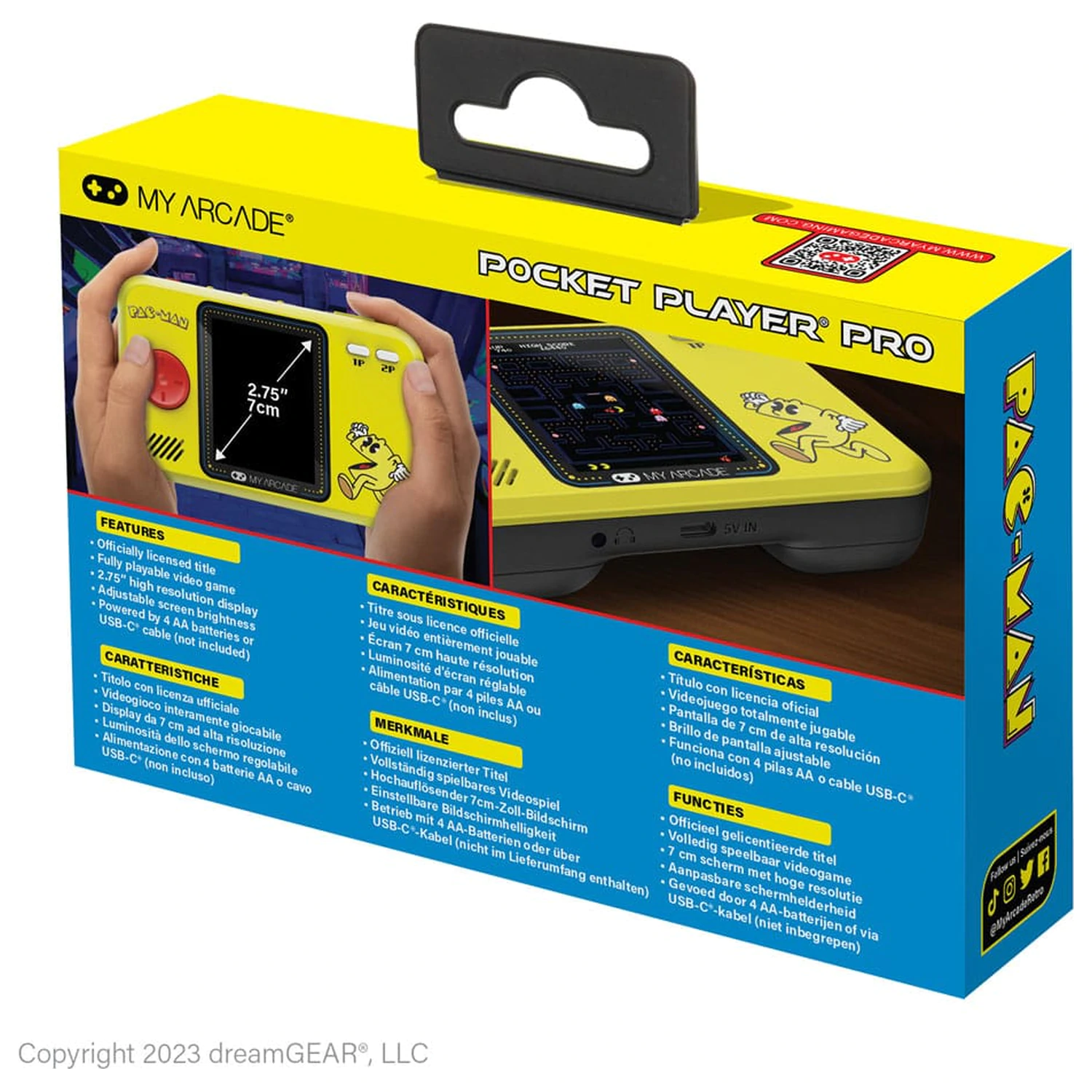 Pac-Man tragbares Gaming System Pocket Player Pro Produktfoto
