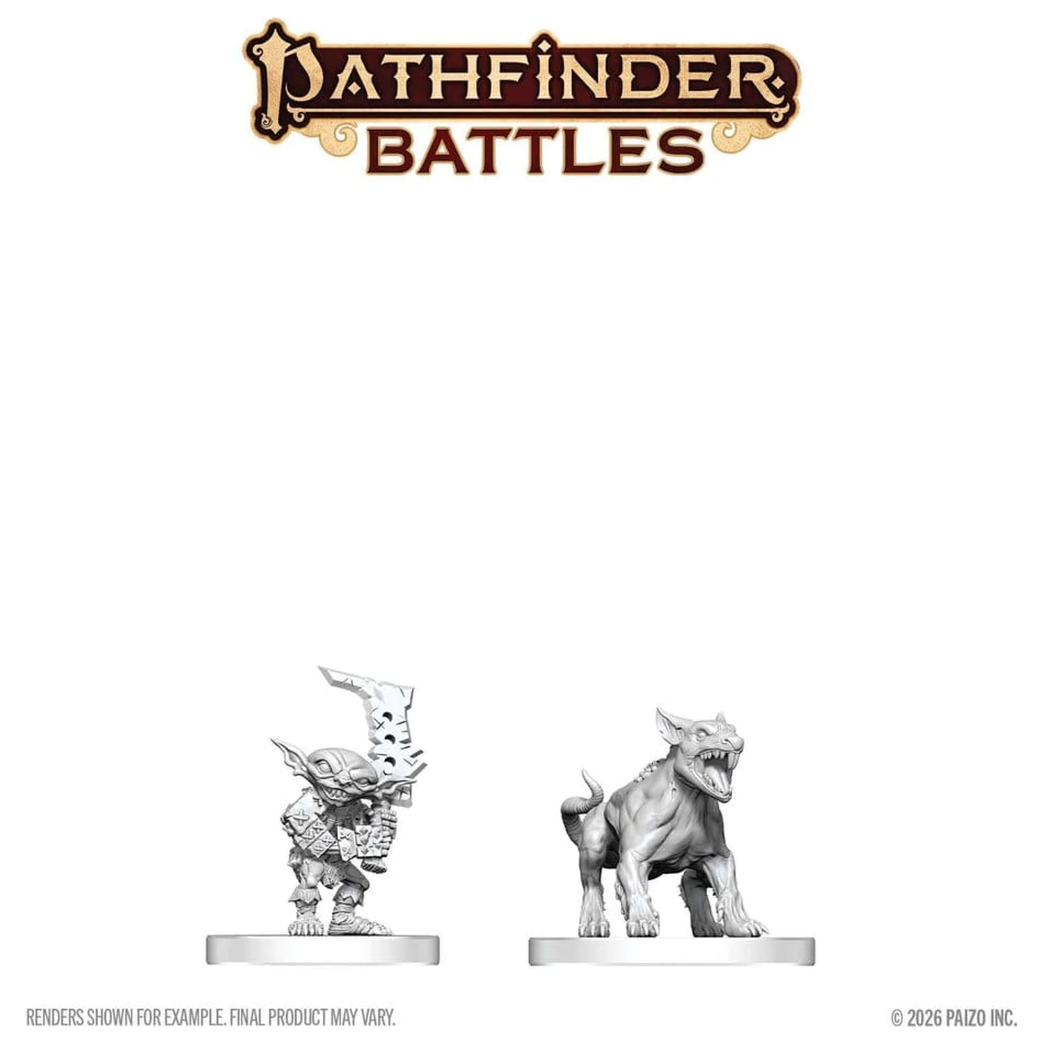 Pathfinder Battles Deep Cuts Unpainted Miniatur Goblin Commando & Goblin Dog 13 cm Produktfoto