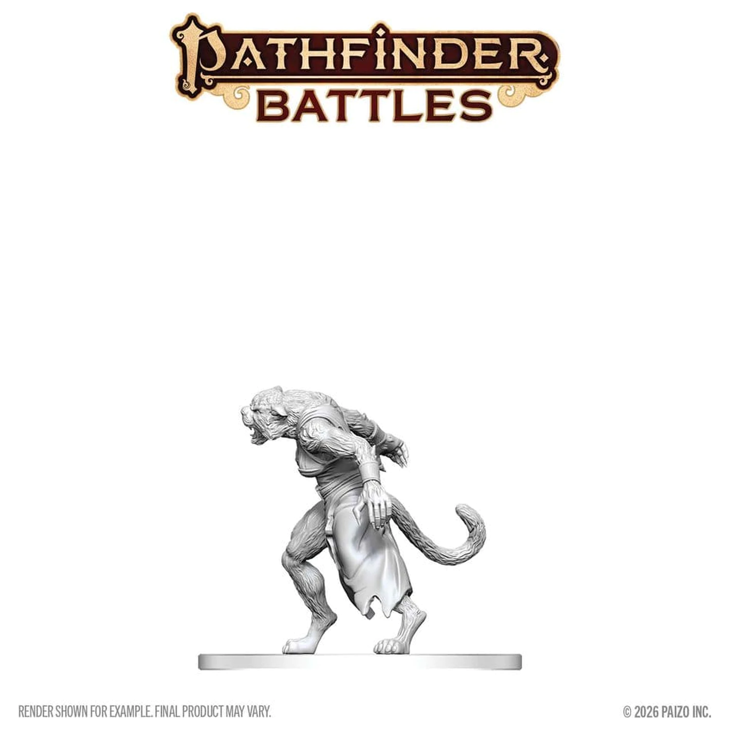Pathfinder Battles Deep Cuts Unpainted Miniatur Weretiger 13 cm Produktfoto