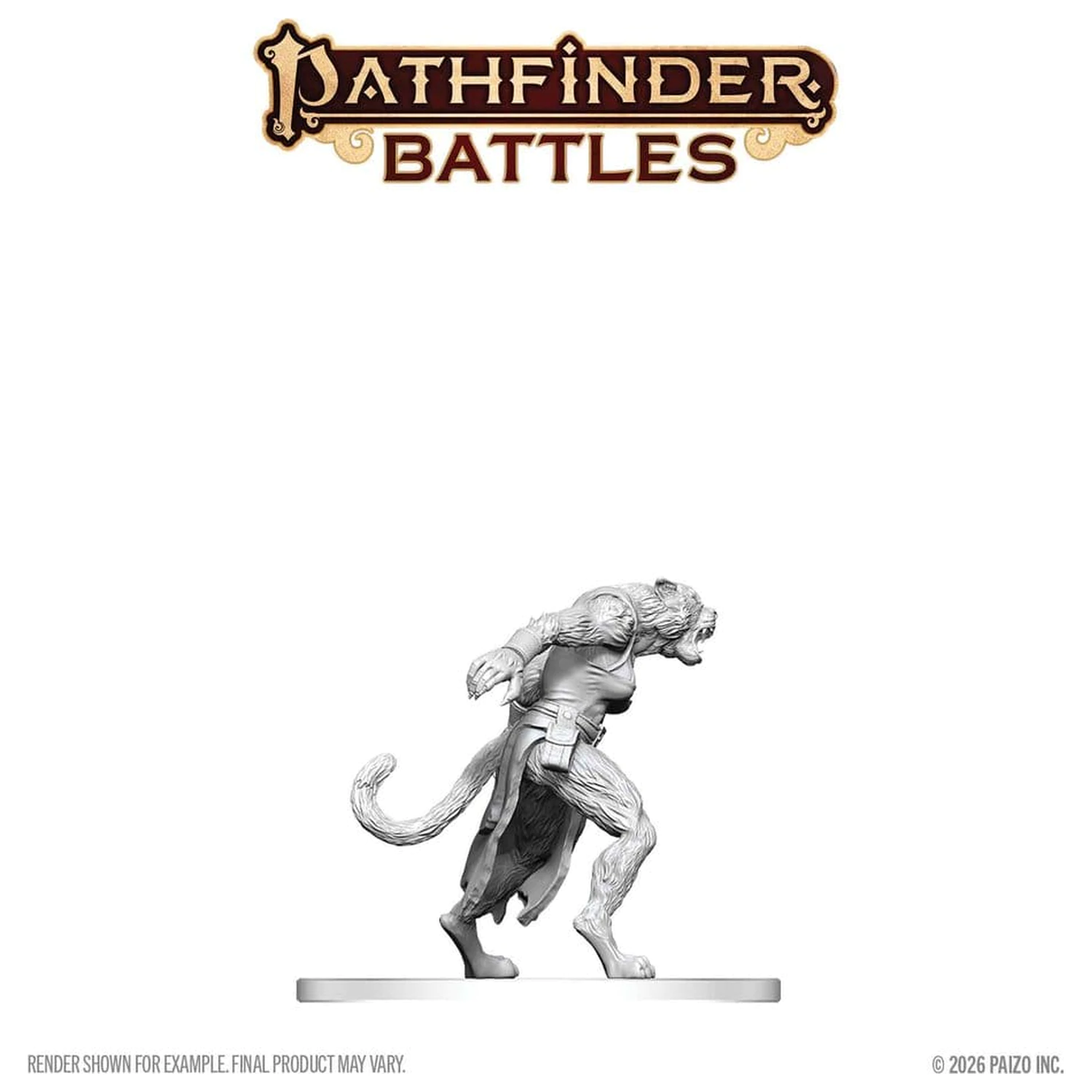 Pathfinder Battles Deep Cuts Unpainted Miniatur Weretiger 13 cm Produktfoto