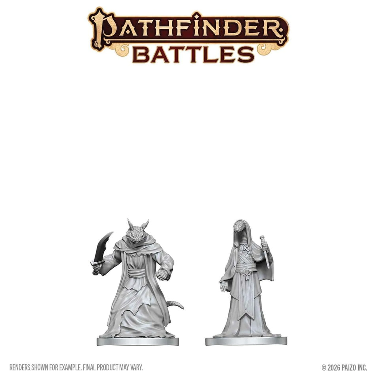 Pathfinder Battles Deep Cuts unbemalte Miniatur Zyss & Aapoph Serpentfolk 13 cm Produktfoto