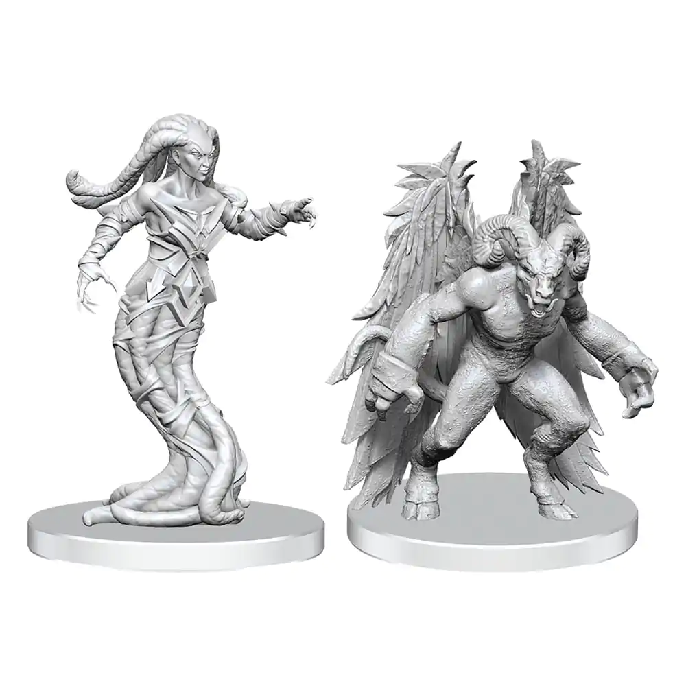 Pathfinder Deep Cuts unbemalte Miniaturen Gylou (Dienerinnen-Teufel) und Ferrugon (Rost-Teufel) Produktfoto