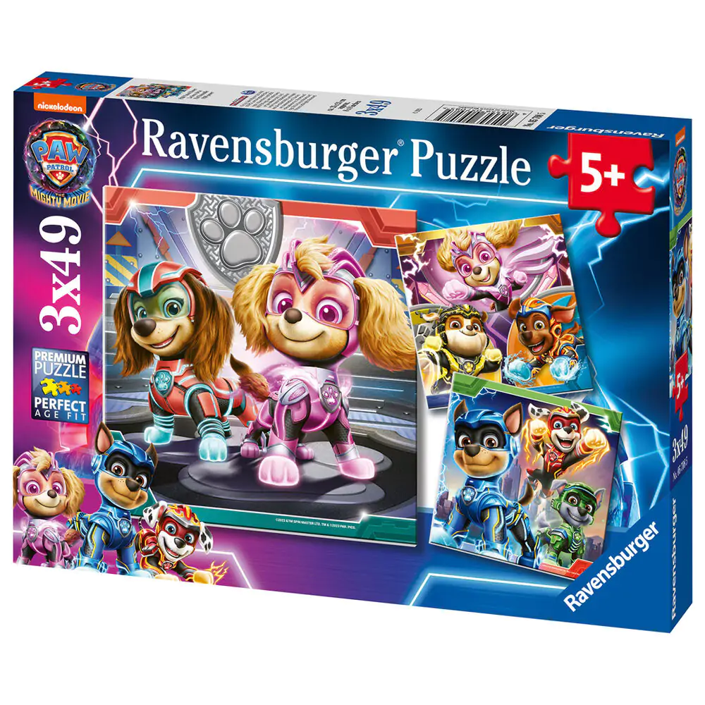 Paw Patrol The mighty movie Puzzle 3x49St Produktfoto