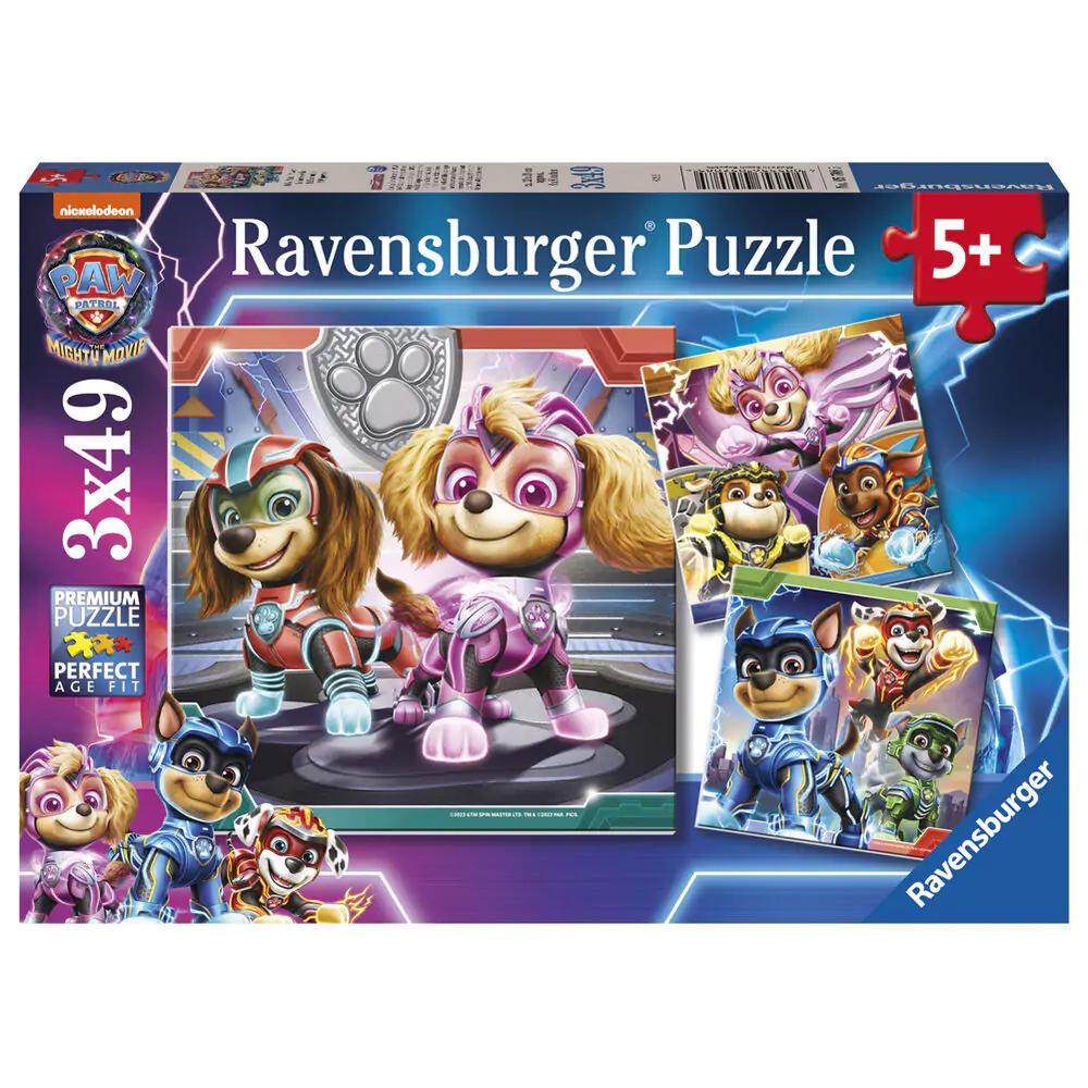 Paw Patrol The mighty movie Puzzle 3x49St Produktfoto