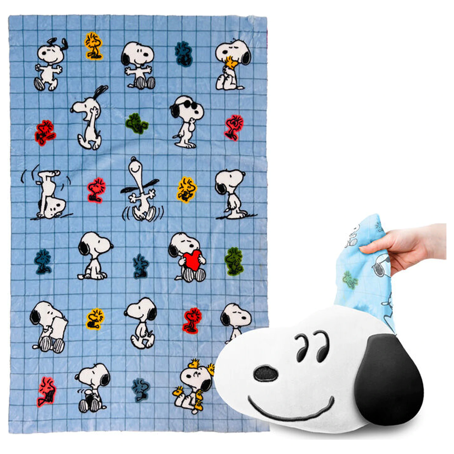 Peanuts Snoopy & Woodstock 2-in-1 Kissen und Reise-Decke Produktfoto