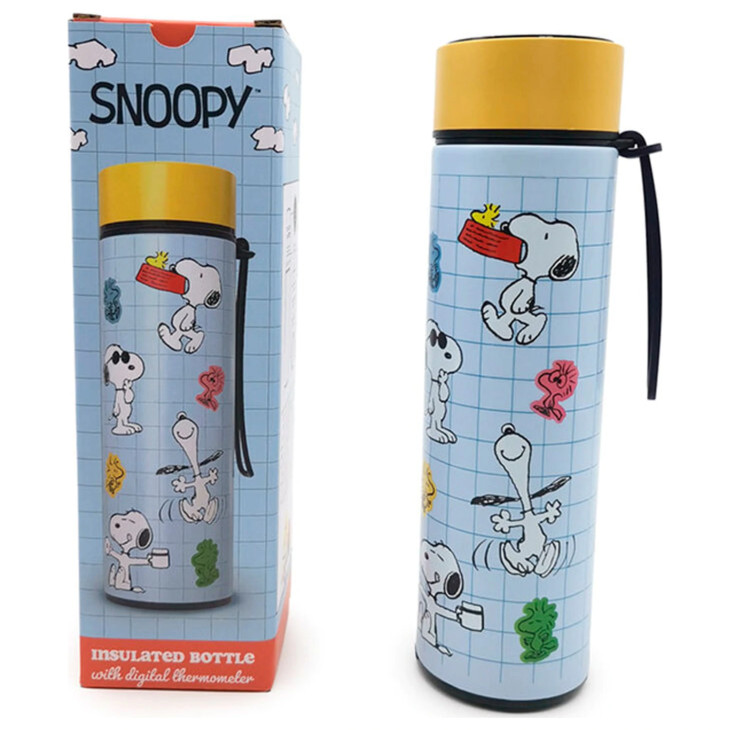 Peanuts Snoopy & Woodstock Thermosflasche aus Edelstahl mit Thermometer 450ml Produktfoto