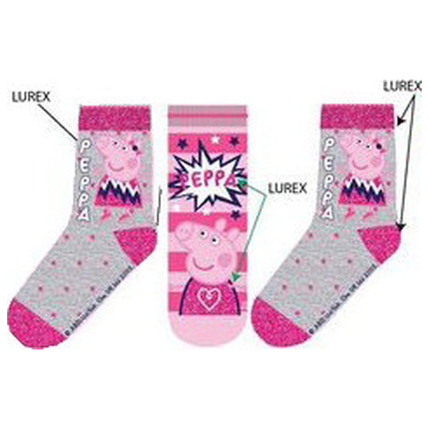 Peppa Pig graue Kindersocken 31/34 Produktfoto