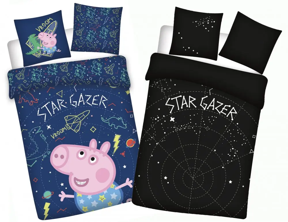 Peppa Pig Glow in the Dark Kinder Bettbezug-Set 100x135 cm, 40x60 cm Produktfoto