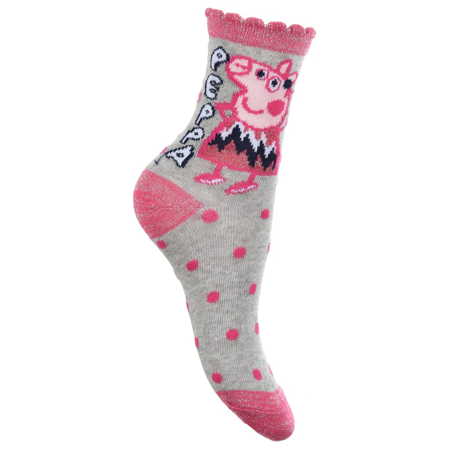 Peppa Pig Sparkle Steps Grau Kinder Socken 31/34 Produktfoto