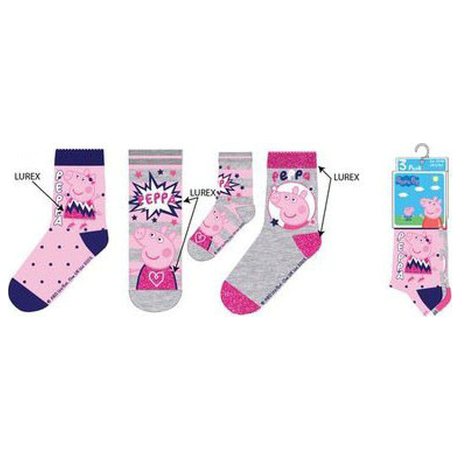 Peppa Pig Sparkle Steps Kinder Socken 27/30 Produktfoto