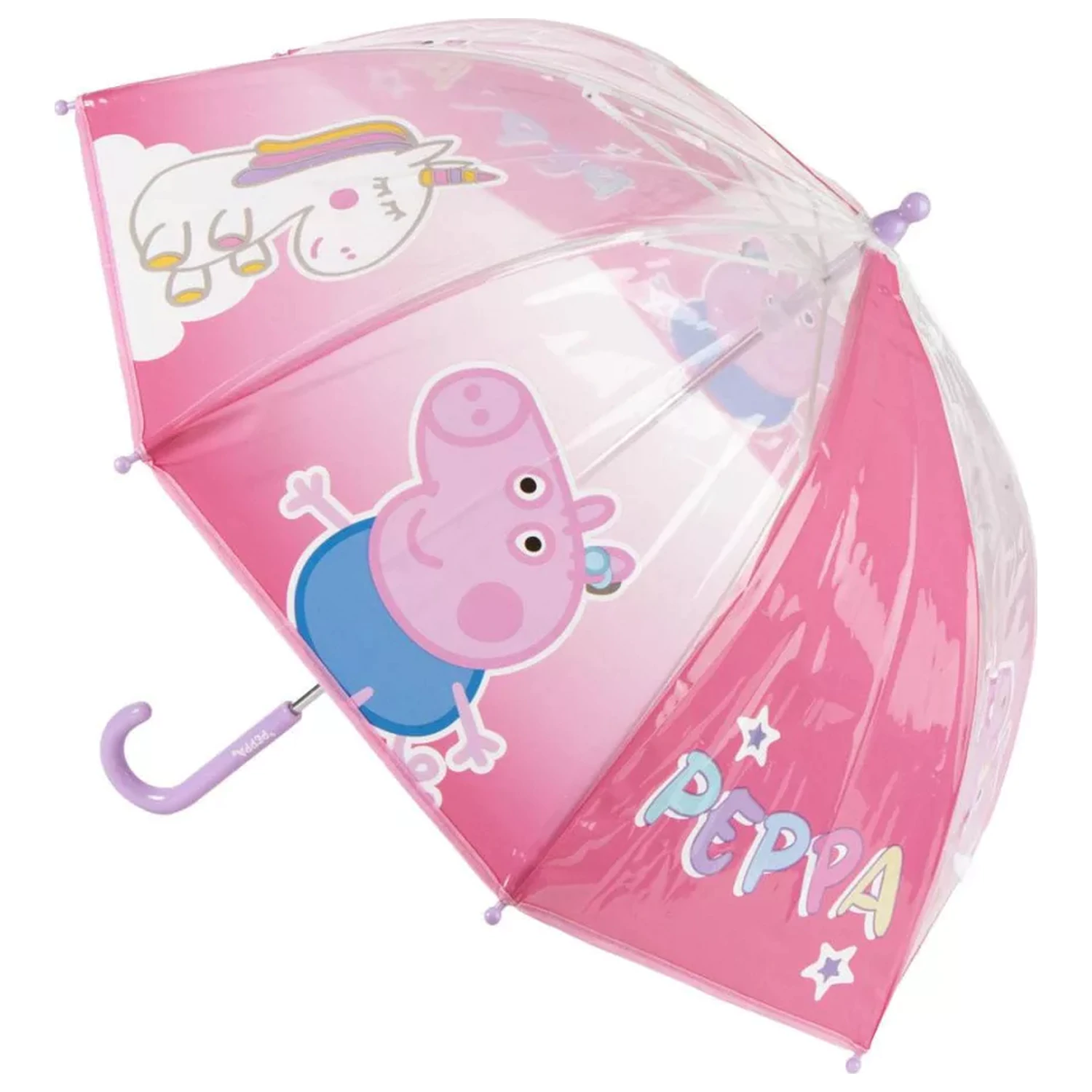 Peppa Pig Einhorn Kinder durchsichtiger Regenschirm Ø71 cm Produktfoto