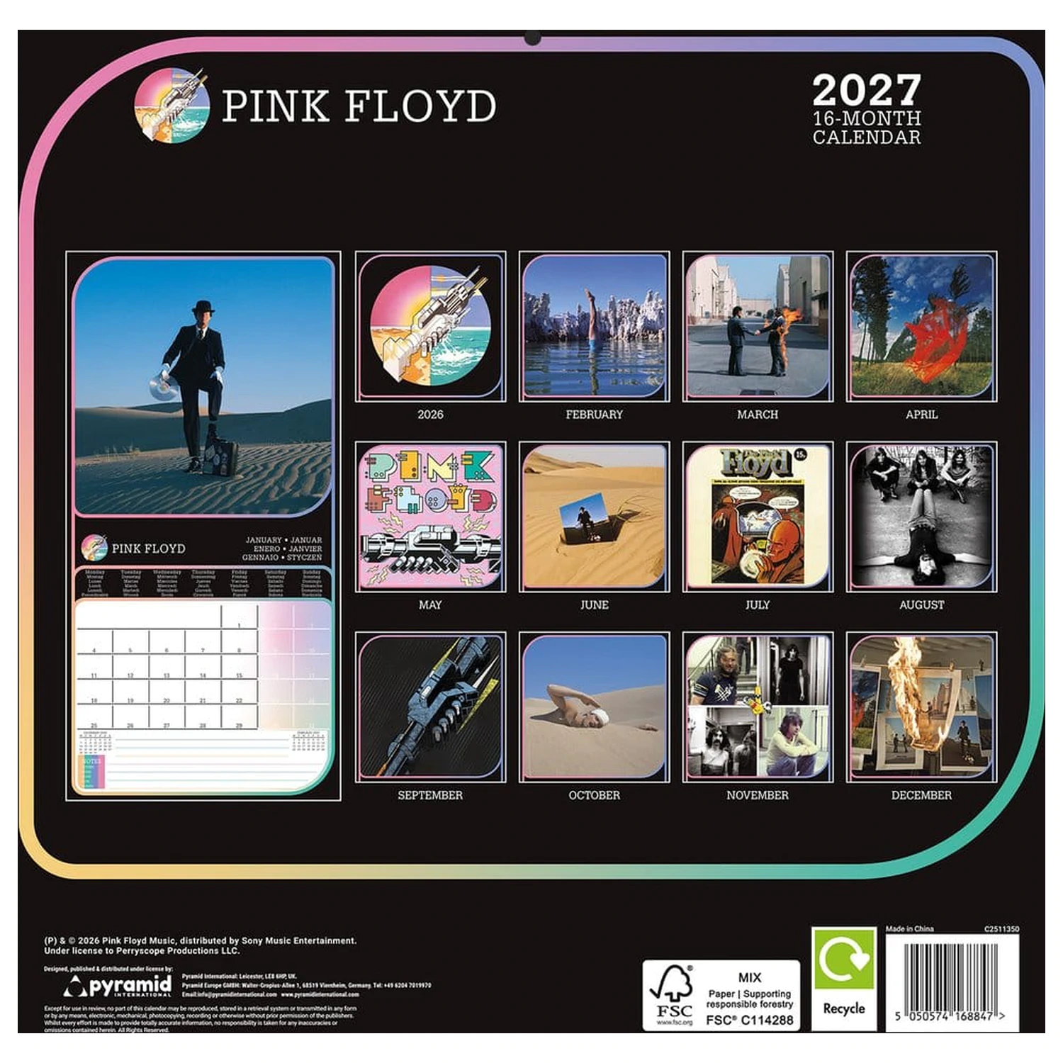 Pink Floyd Kalender 2027 30 x 30 cm Produktfoto