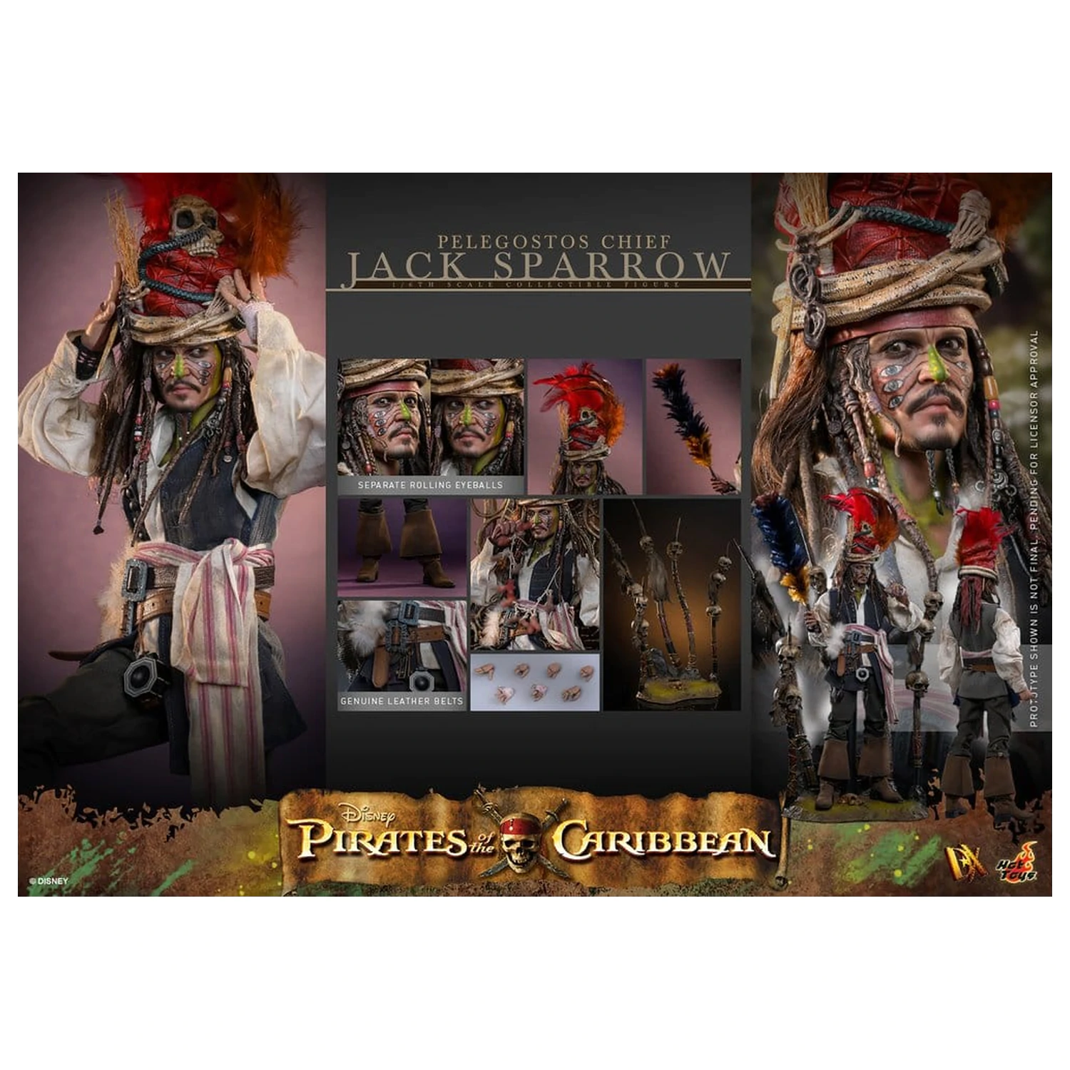 Pirates of the Caribbean: Dead Man's Chest Action DX Figur 1/6 Pelegostos Chief Jack Sparrow 30 cm Produktfoto