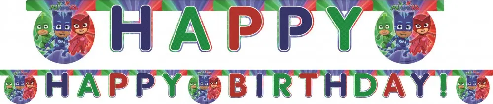 PJ Masks, PJ Masks Happy Birthday Banner 200 cm Produktfoto