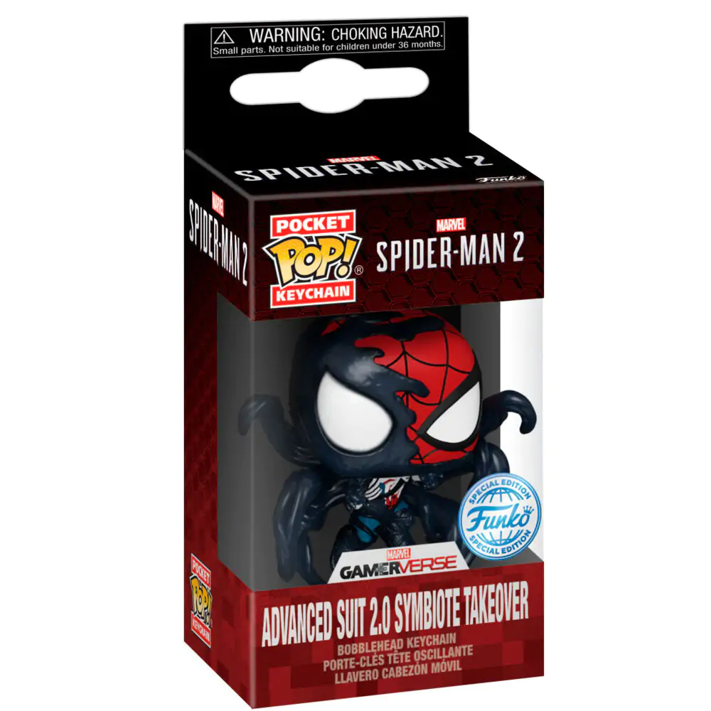 Pocket Funko POP Schlüsselanhänger Marvel Spider-Man 2 Advanced Suit 2.0 Symbiote Takeover Produktfoto