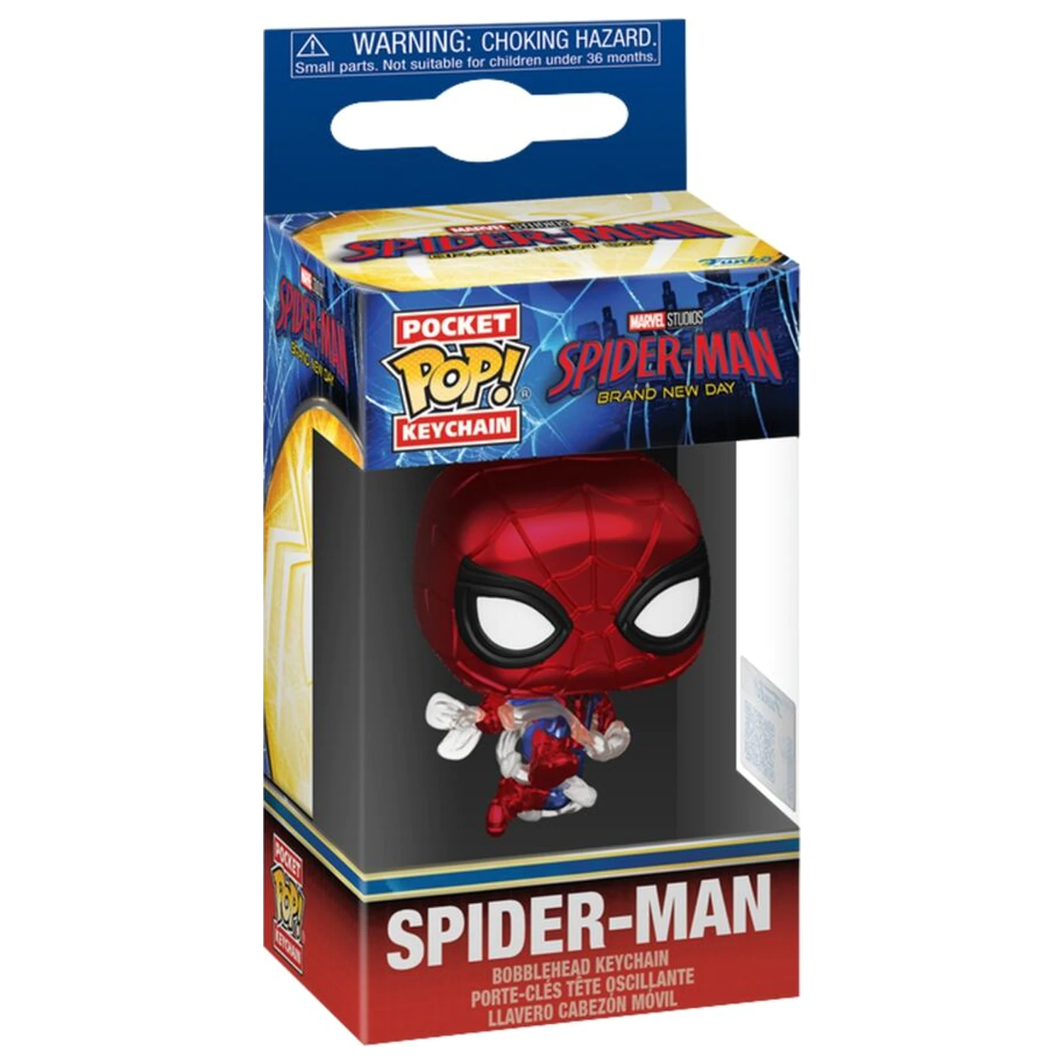 Pocket Funko POP Schlüsselanhänger Marvel Spider-Man Brand New Day Spider-Man Metallic Produktfoto