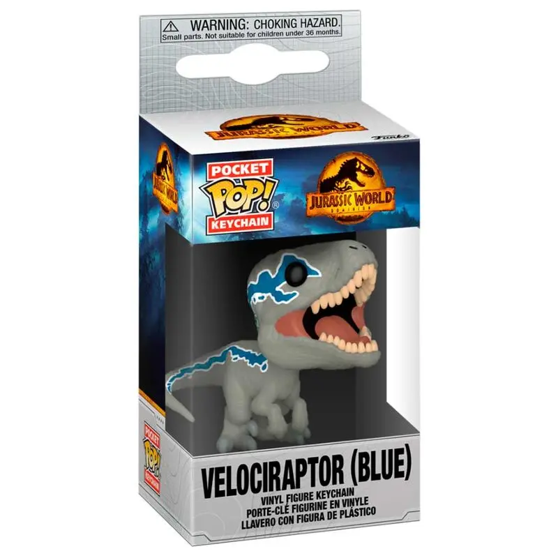 Pocket POP Schlüsselanhänger Jurassic World 3 Velociraptor Blue Produktfoto