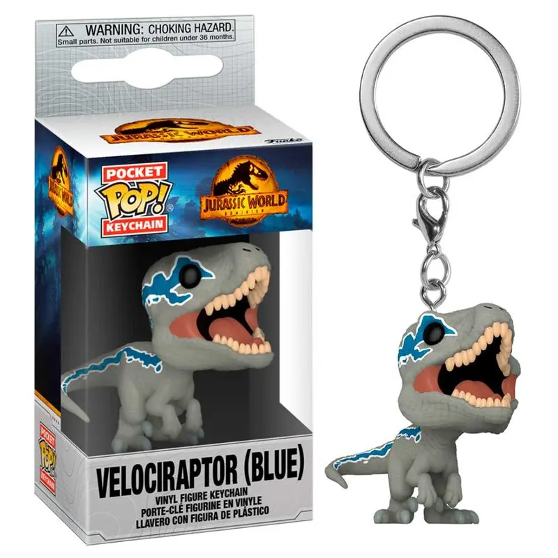 Pocket POP Schlüsselanhänger Jurassic World 3 Velociraptor Blue Produktfoto