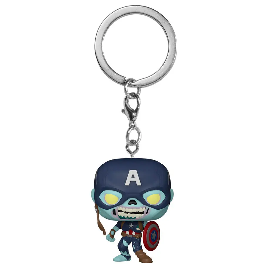 Marvel What If...? Pocket POP! Vinyl Schlüsselanhängers 4 cm Zombie Captain America Display Produktfoto