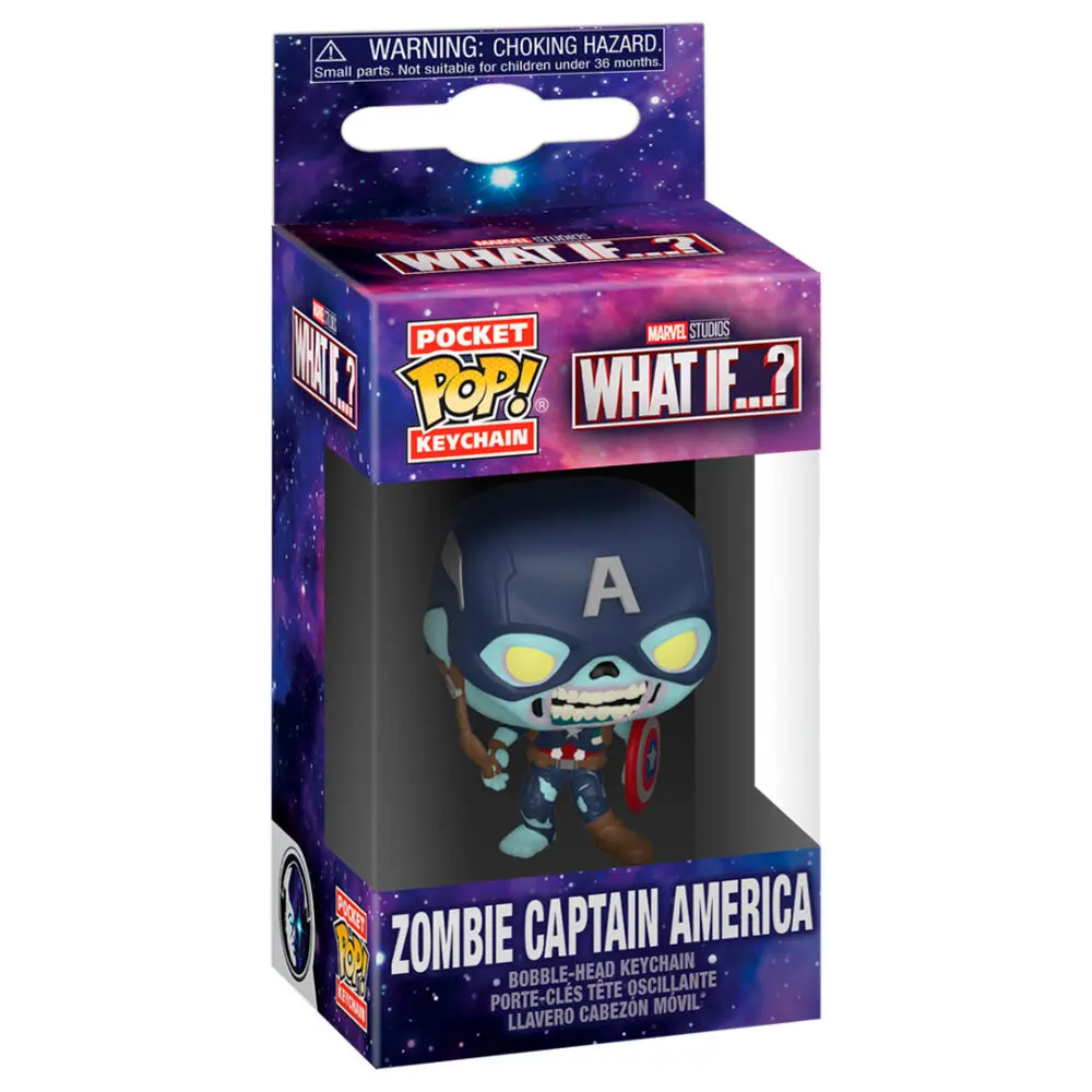 Marvel What If...? Pocket POP! Vinyl Schlüsselanhängers 4 cm Zombie Captain America Display Produktfoto