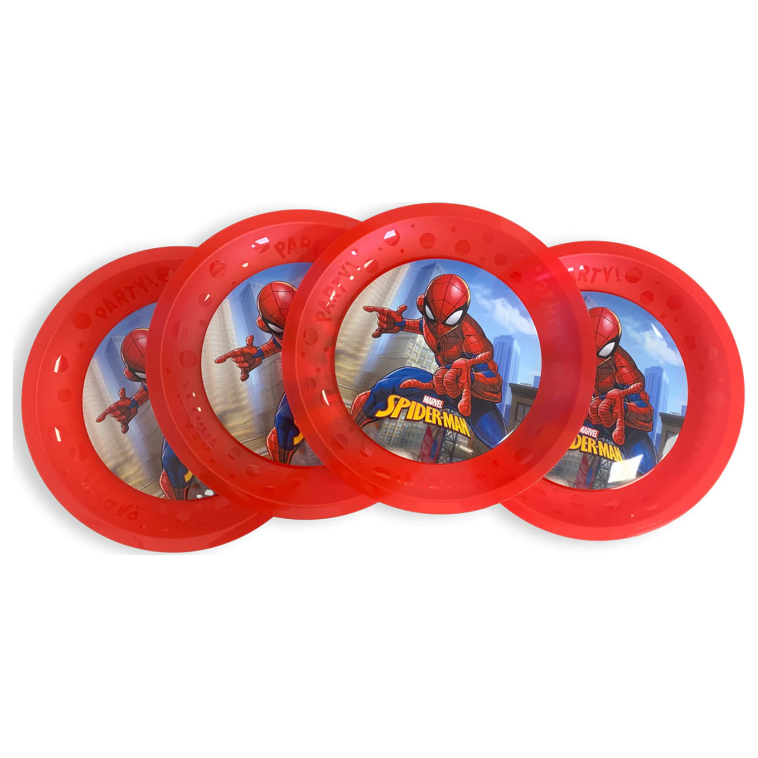 Spider-Man Crime Fighter micro premium Kunststoff flacher Teller 4-teiliges Set 21 cm Produktfoto