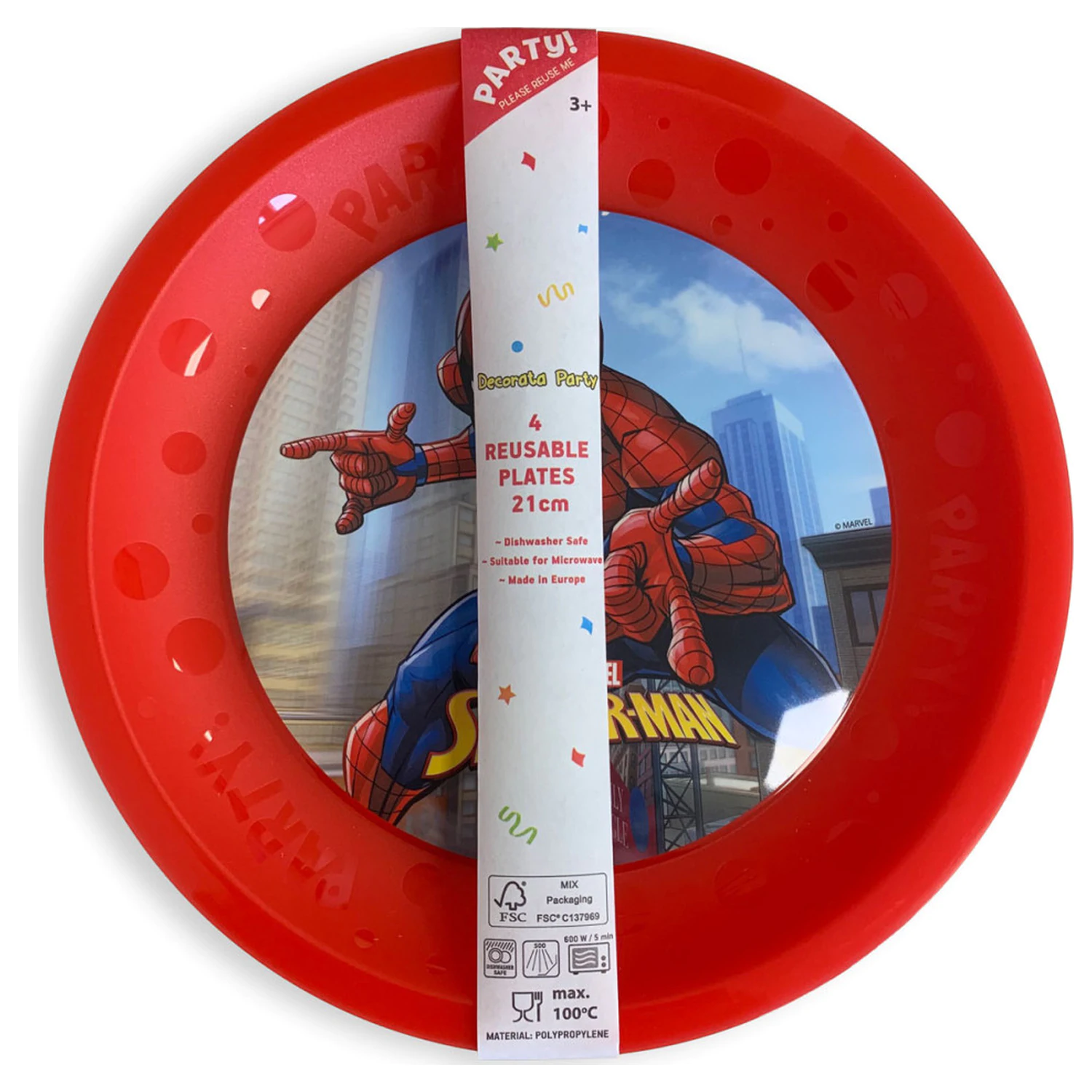 Spider-Man Crime Fighter micro premium Kunststoff flacher Teller 4-teiliges Set 21 cm Produktfoto