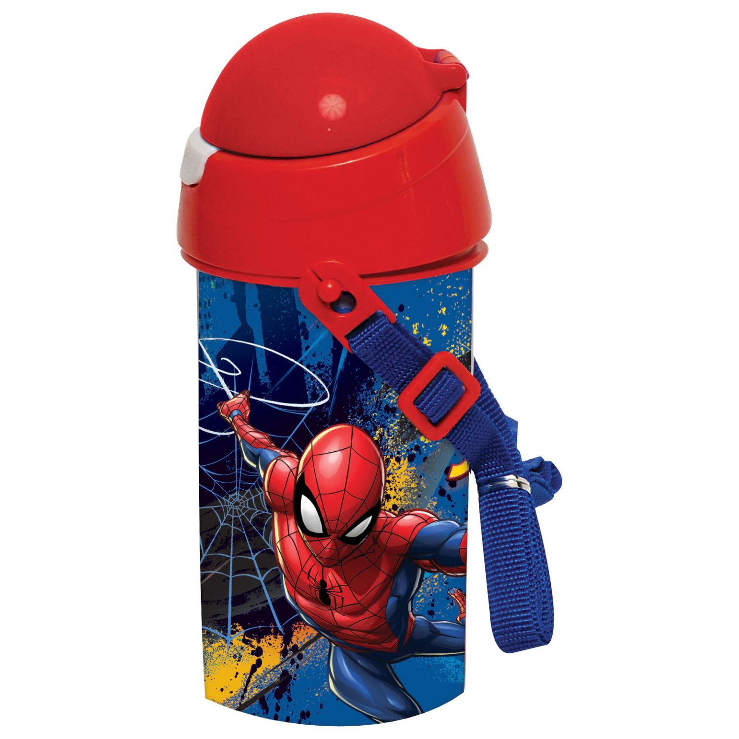 Spider-Man Dark Plastikflasche mit Trinkhalm und Schlüsselband 500 ml Produktfoto