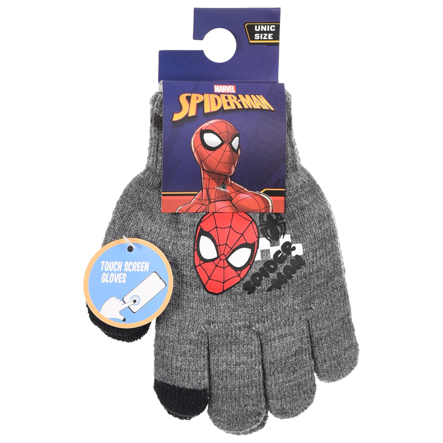 Spider-Man Grey Touchscreen Kinderhandschuhe Produktfoto