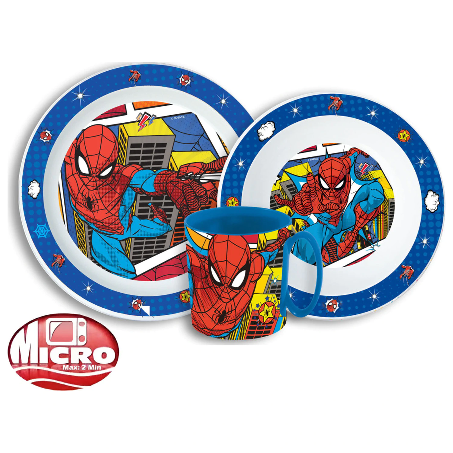 Spider-Man Grid Geschirr Set, Mikroplastik Set mit Tasse Produktfoto