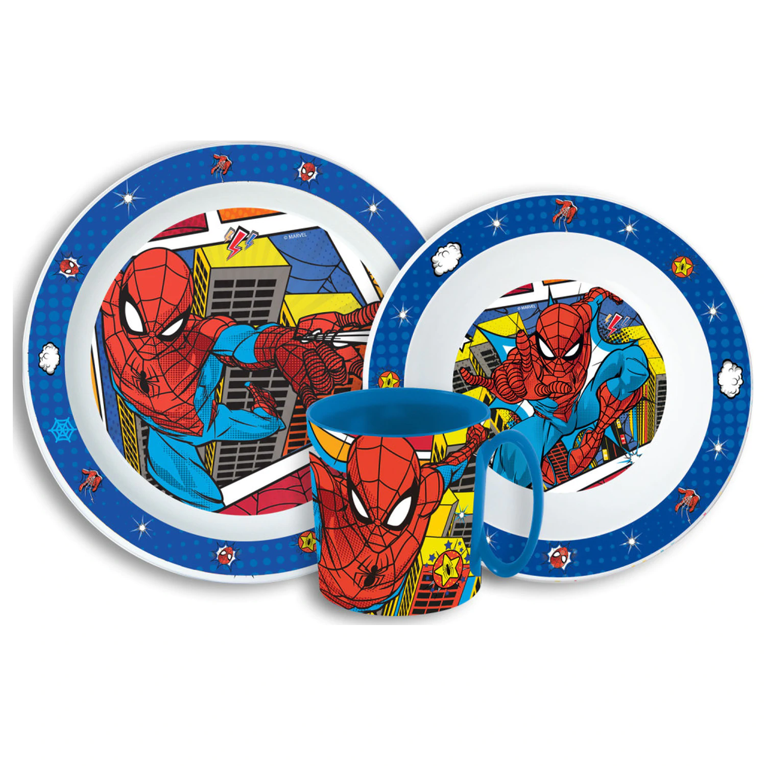 Spider-Man Grid Geschirr Set, Mikroplastik Set mit 350 ml Tasse Produktfoto