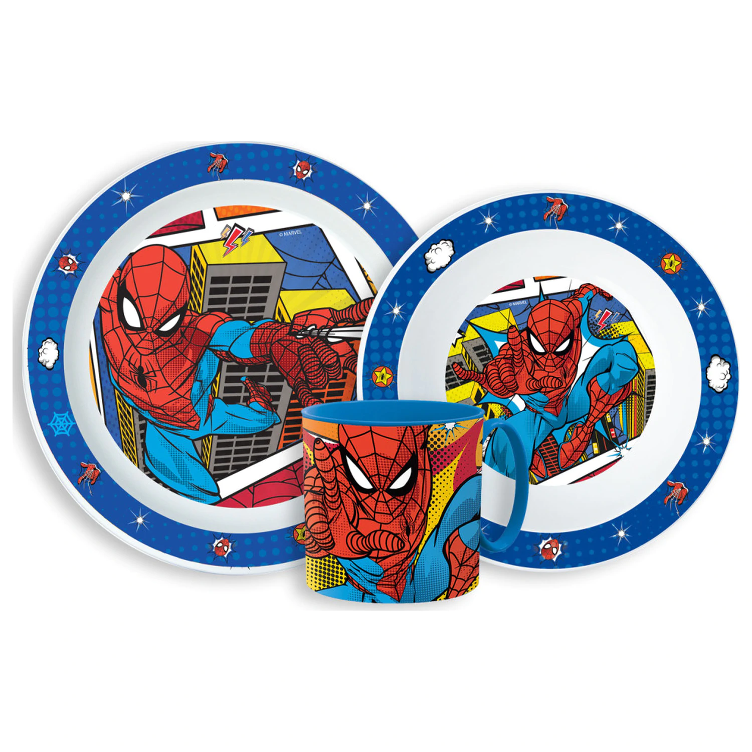 Spider-Man Grid Geschirr Set, Mikroplastik Set mit Tasse Produktfoto