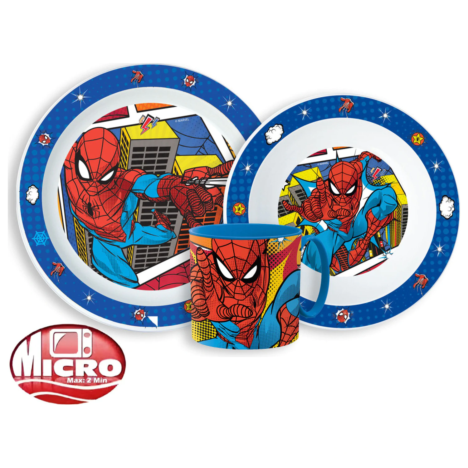 Spider-Man Grid Geschirr Set, Mikroplastik Set mit Tasse Produktfoto