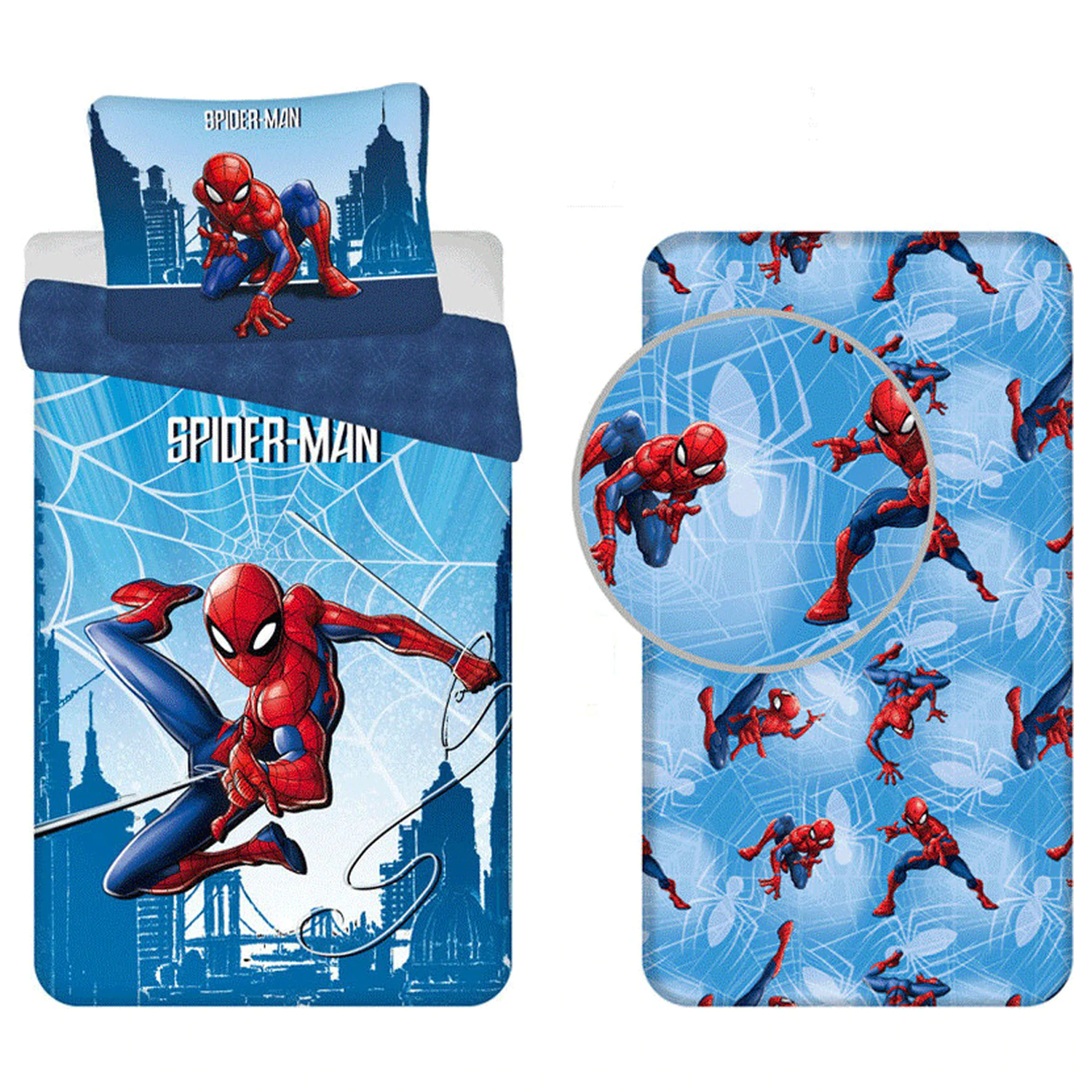 Spider-Man Skyline Bettbezug und Spannbettlaken-Set Produktfoto