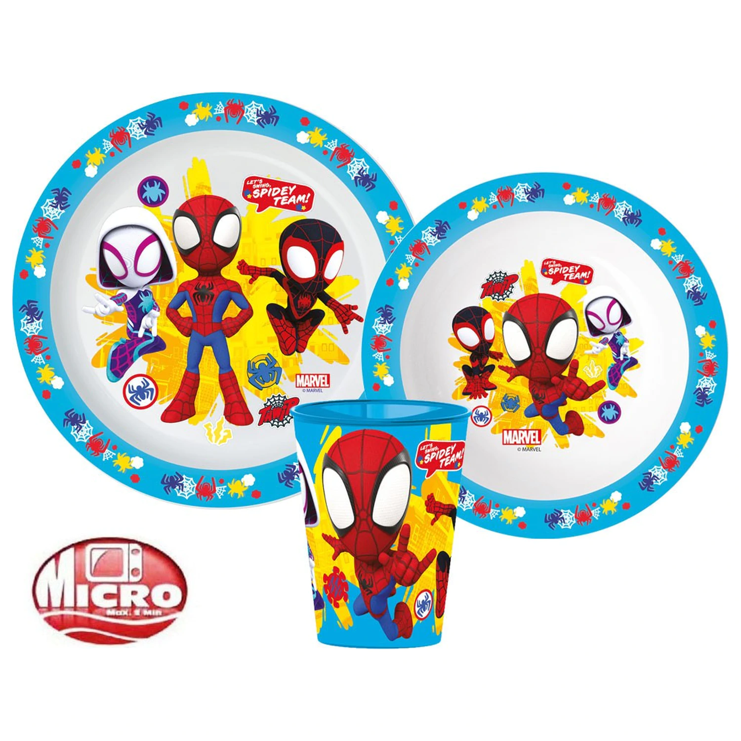 Spider-Man Spidey Team Geschirrset, Mikro Plastikset, mit 260 ml Glas Produktfoto