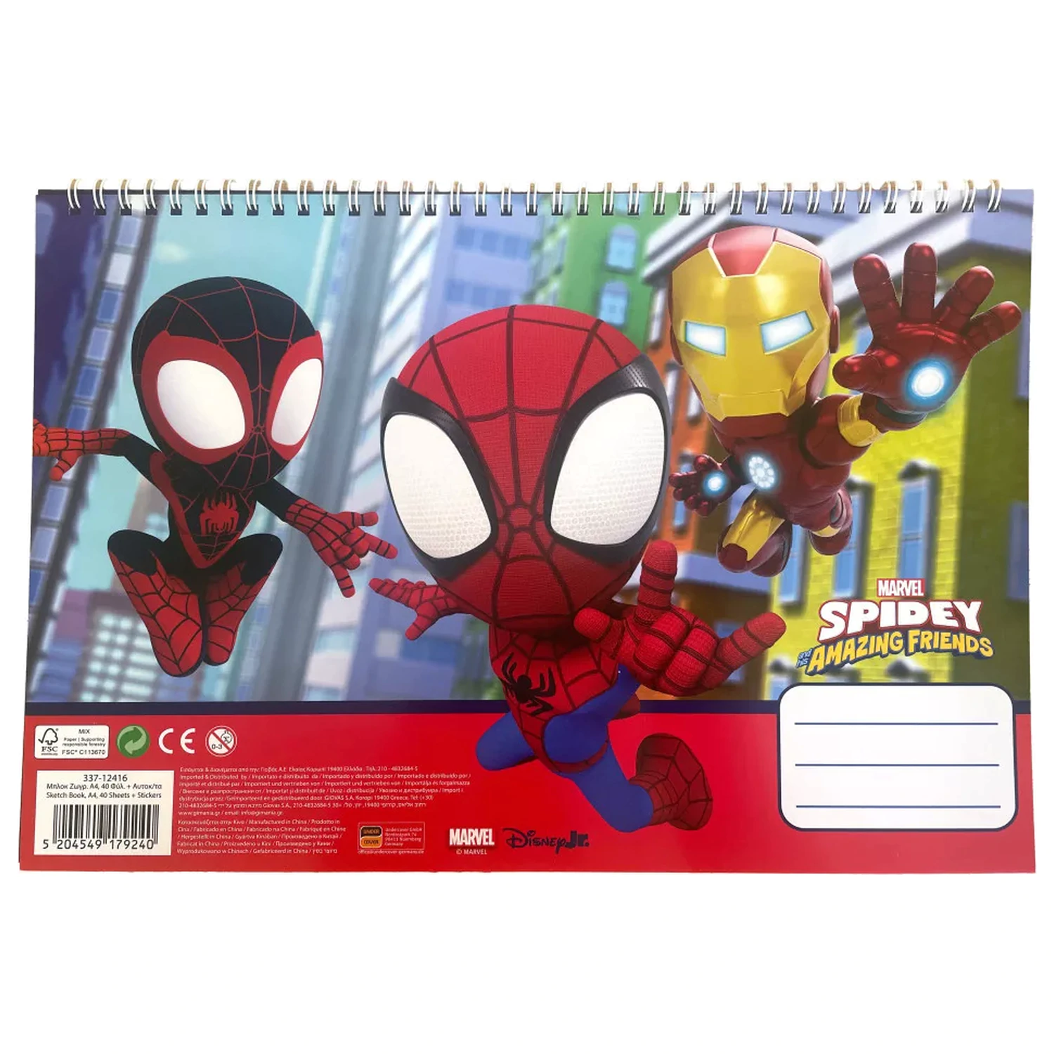 Spider-Man Spidey Web A/4 Spiral Skizzenbuch 40 Blätter mit Stickern Produktfoto