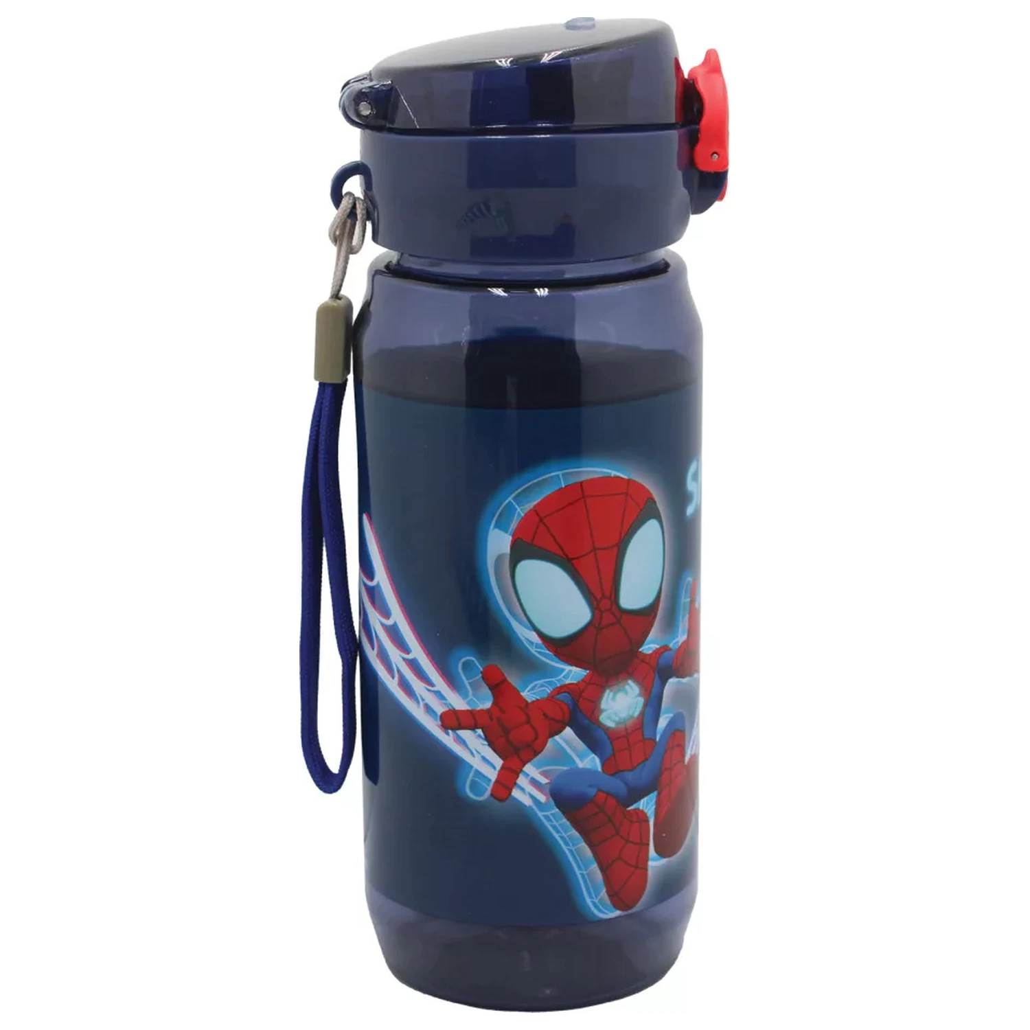 Spider-Man Spidey Web Plastik-Trinkflasche mit Aufhänger 600 ml Produktfoto