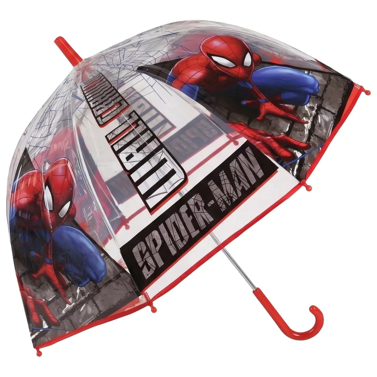 Spider-Man Wall Crawler Kinder Transparenter Regenschirm Produktfoto