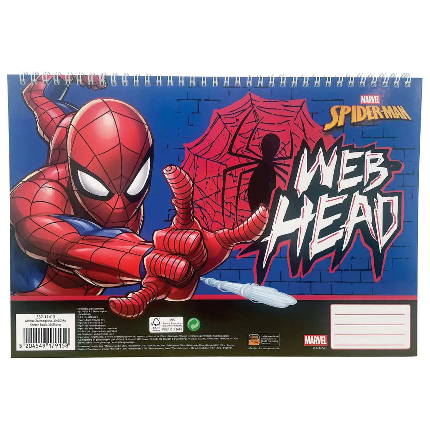 Spider-Man Web Head A/4 Spiral Skizzenbuch, 30 Blatt Produktfoto