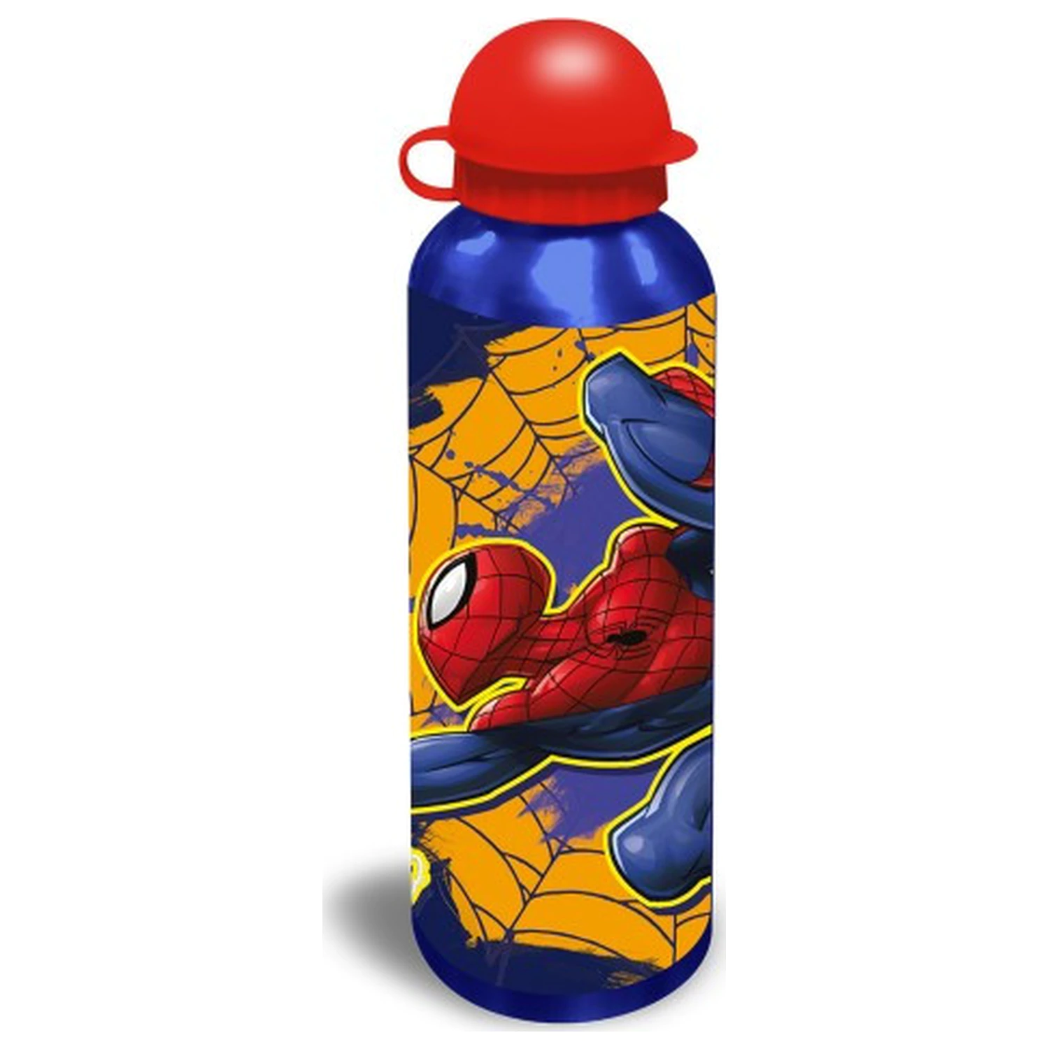 Spider-Man Web-Slinger gelbe Aluminium Wasserflasche mit Trinkverschluss 500 ml Produktfoto