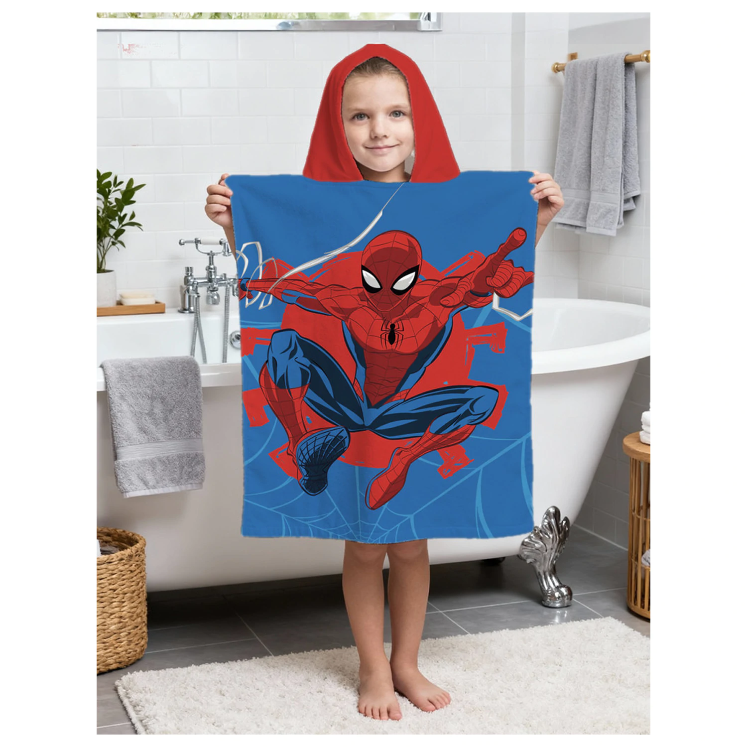 Spider-Man Webshot Badetuch Poncho 50x115cm Produktfoto