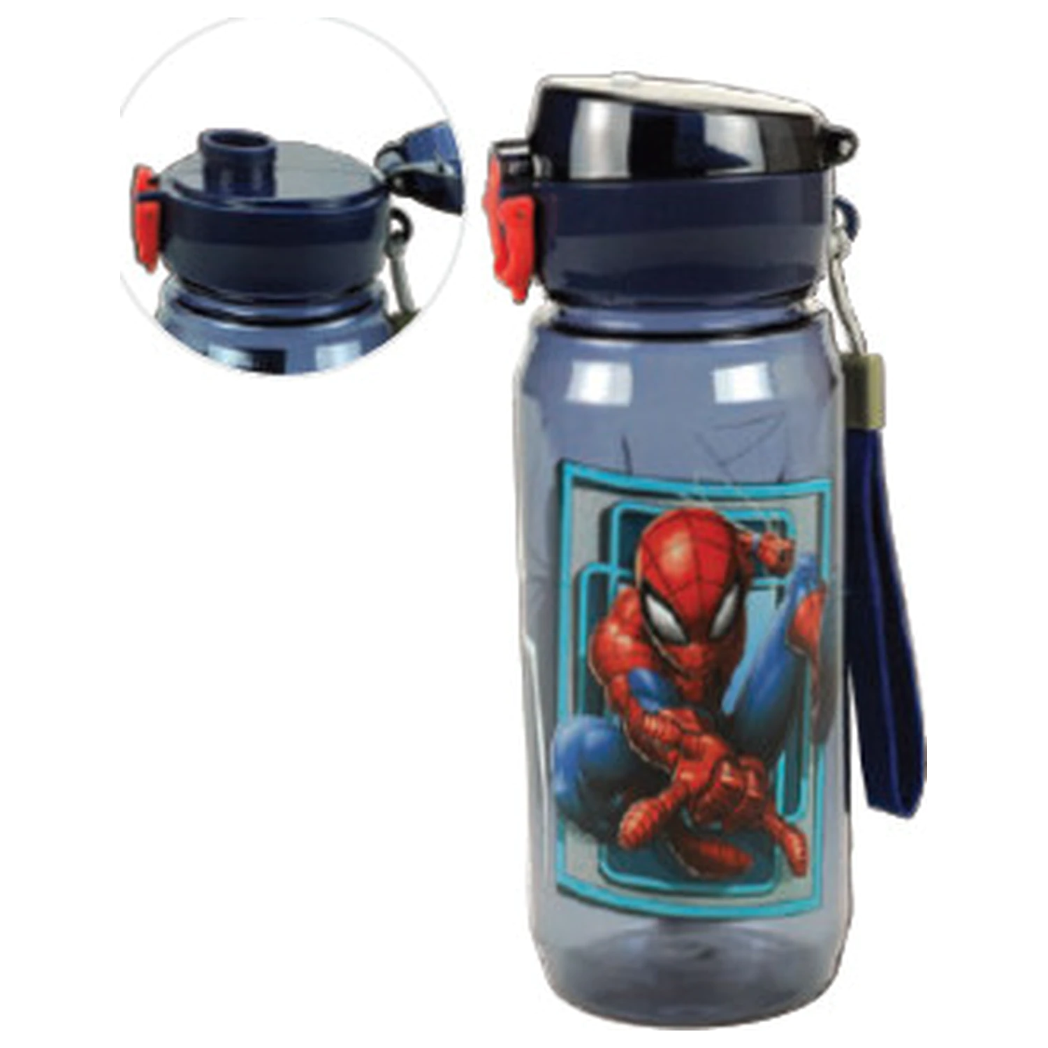 Spider-Man World Plastik Wasserflasche mit Aufhänger 600 ml Produktfoto