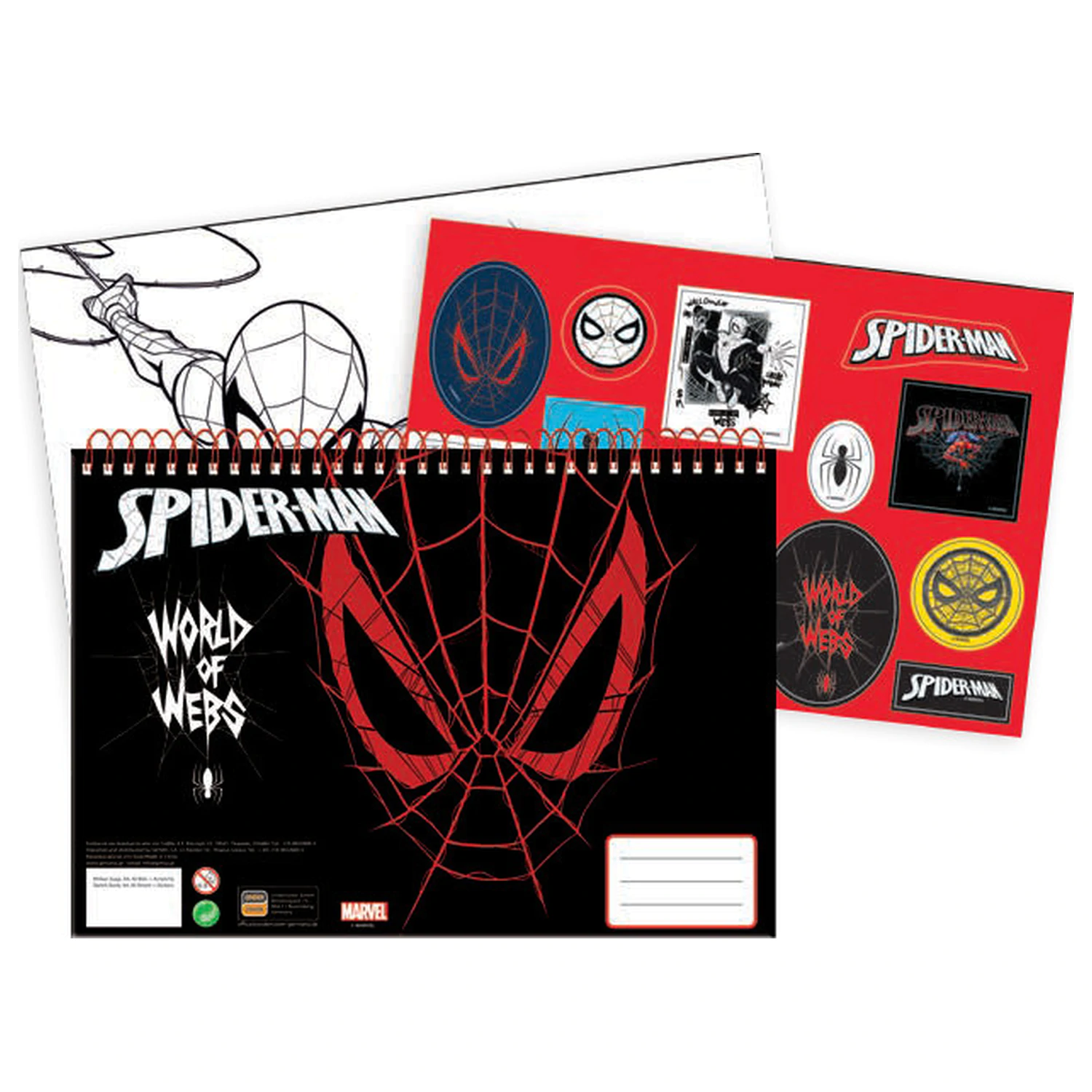 Spider-Man World of Webs A/4 Spiral Skizzenbuch 40 Seiten mit Stickern Produktfoto