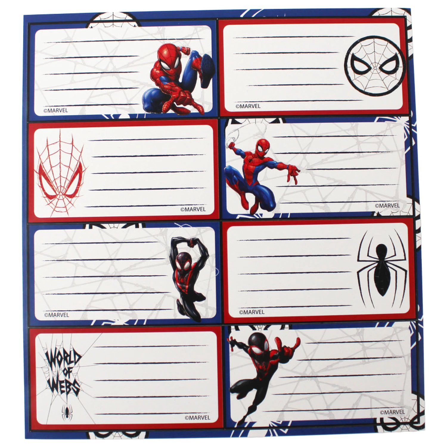 Spider-Man World of Webs Notizbuch Etikett 16 Stücke Produktfoto