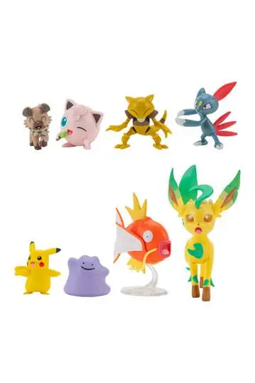 Pokémon Battle Figure Set Figuren 8er-Pack Weibliches Pikachu, Pummeluff, Wuffels, Sniebel, Abra, Ditto, Karpador, Folipurba Produktfoto