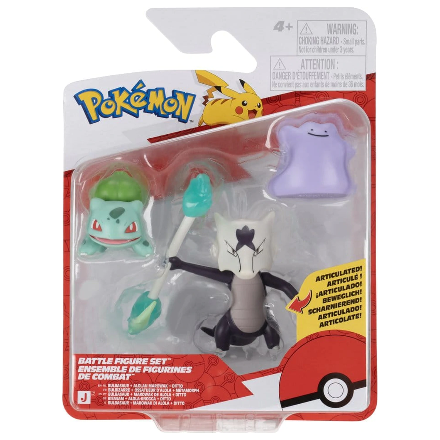 Pokémon Battle Figure Set Actionfiguren Bulbasaur, Ditto & Alolan Marowak (3er-Pack) Produktfoto