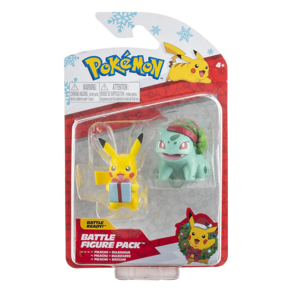 Pokémon Battle Figure Pack Mini Figur 2er-Pack Holiday Edition: Pikachu & Bulbasaur 5 cm Produktfoto