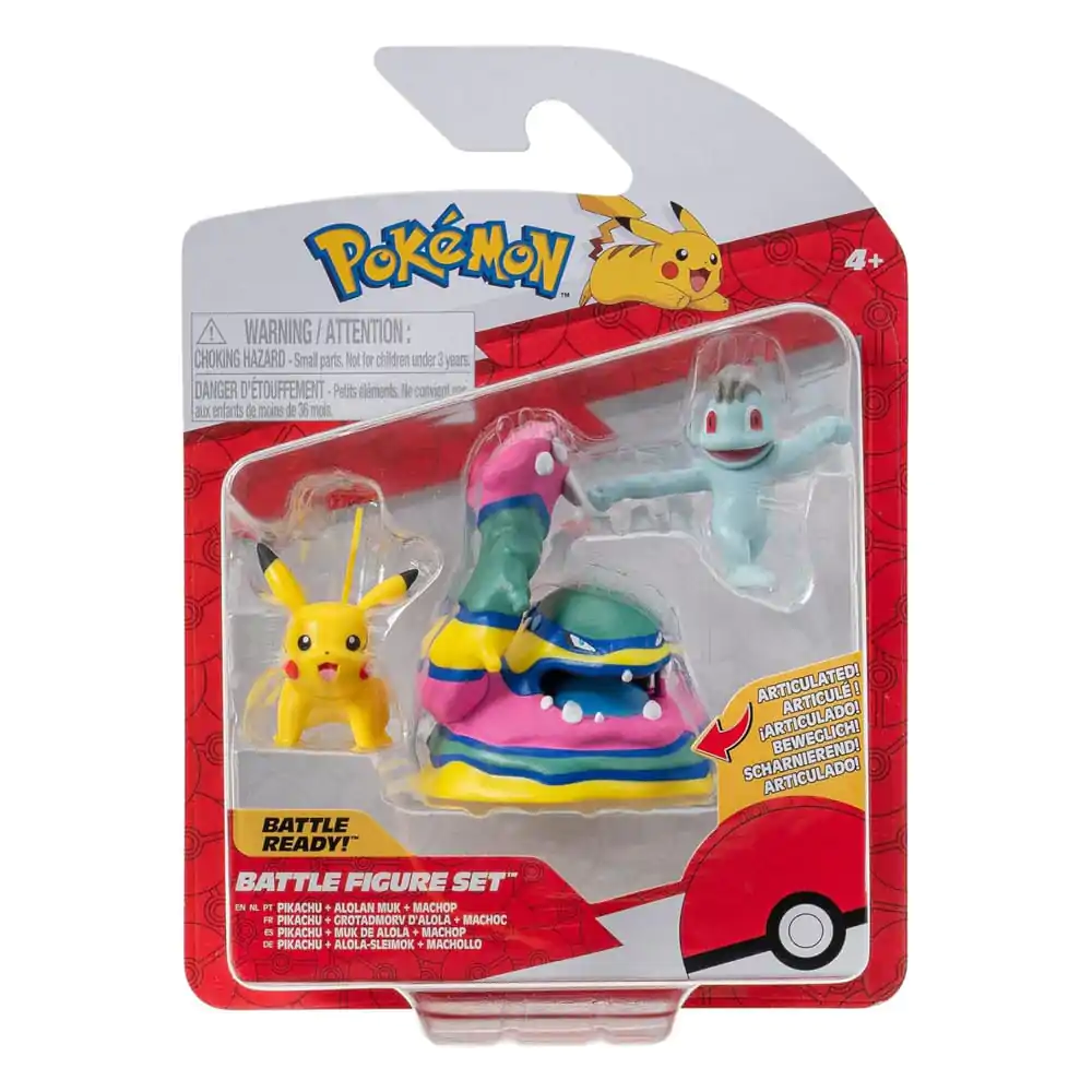 Pokémon Battle Figure Set Figuren 3er-Pack Machollo, Pikachu #1, Alolan Sleimok 5 cm termékfotó