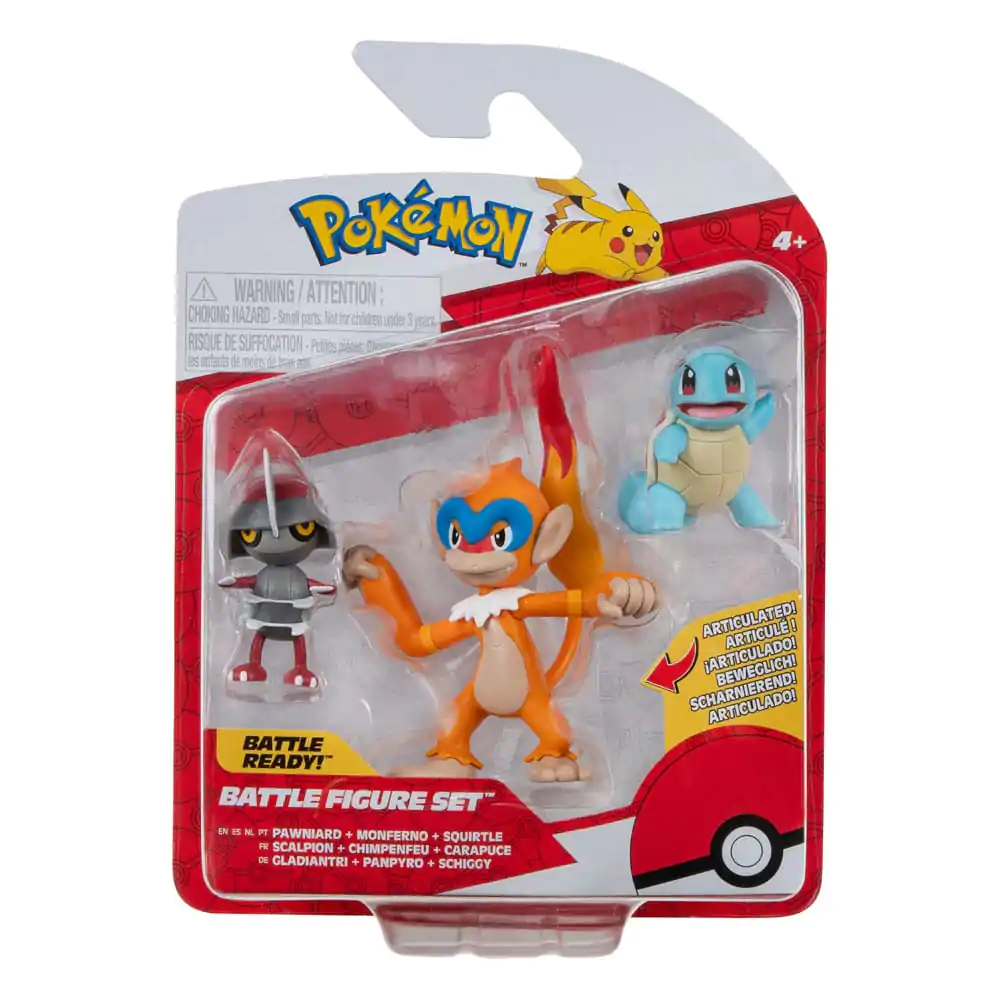 Pokémon Battle Figure Set Figuren 3er-Pack Gladiantri, Schiggy #1, Panpyro 5 cm termékfotó