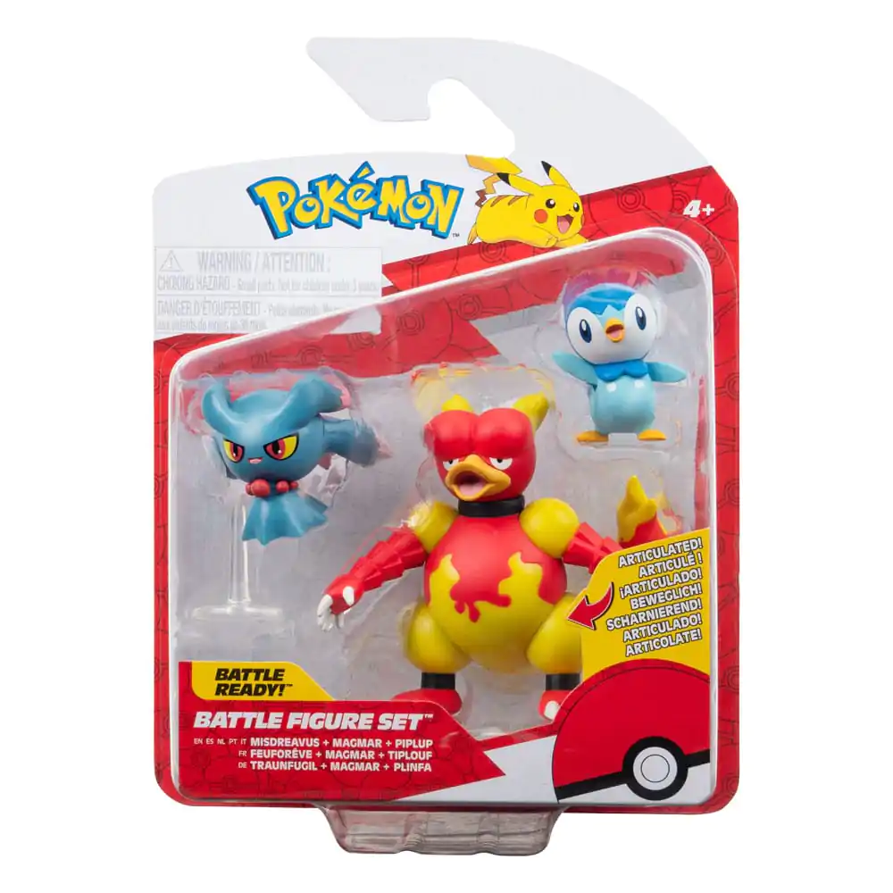 Pokémon Battle Figure Set Figuren 3er-Pack Plinfa, Traunfugil, Magmar 5 cm Produktfoto