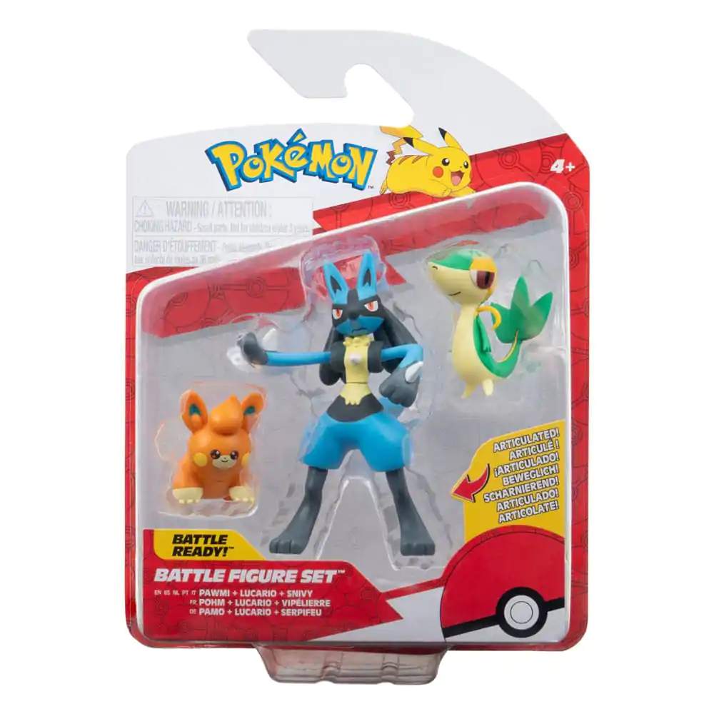 Pokémon Battle Figure Set Figuren 3er-Pack Serpifeu, Pamo, Lucario 5 cm Produktfoto